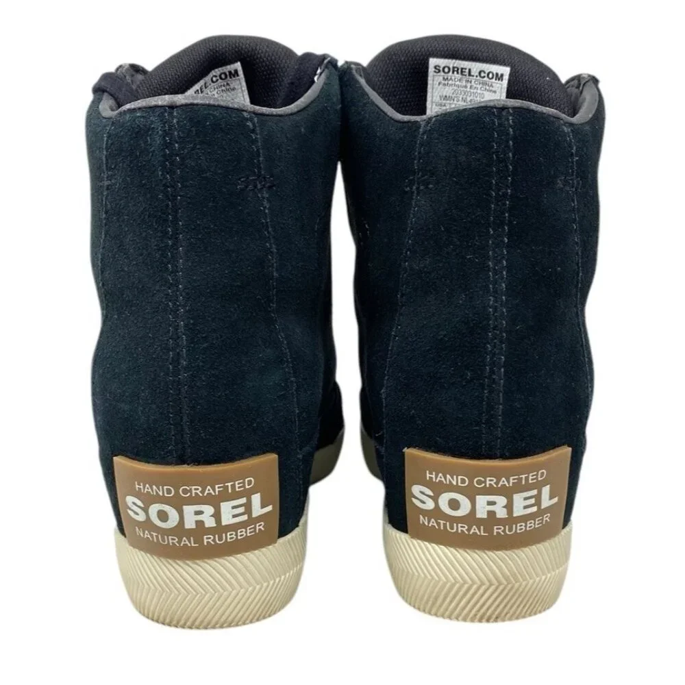 Sorel Women’s Out N About‎ Black Suede Wedge Sneakers NL4913-010 Size 9 US